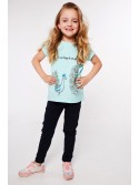 Girls\' blouse with a peacock, mint NDZ8195 - Online store - Boutique